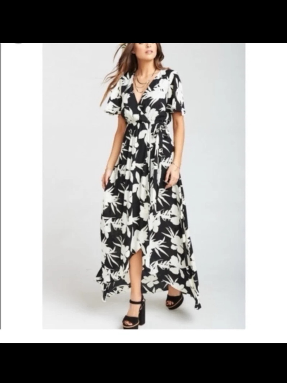 Show Me Your Mumu Sophia Black and White Floral Wrap Maxi Dress size XL - Picture 2 of 12